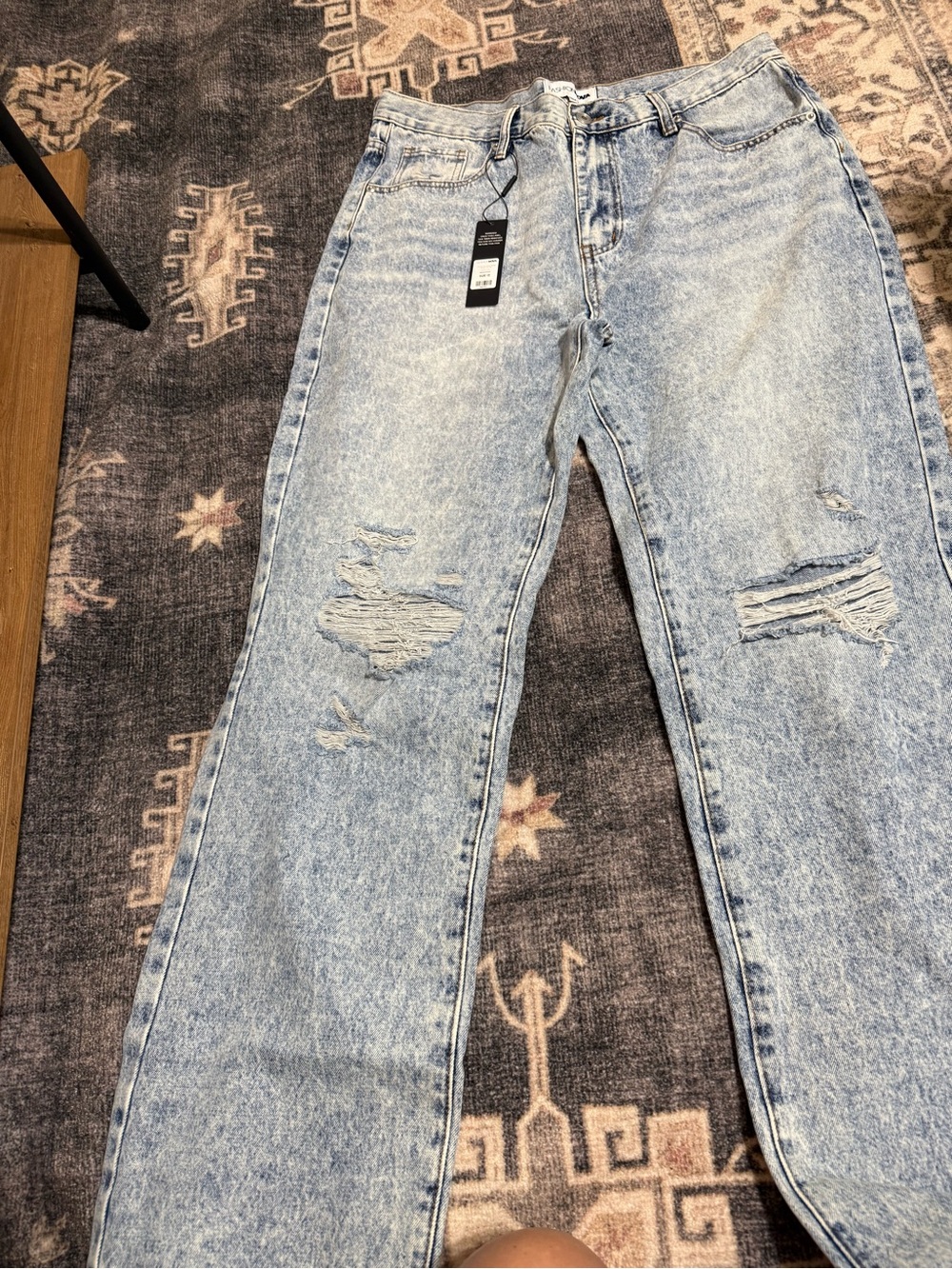 Fashion Nova Light Blue Acid-Wash High-Rise Jeans